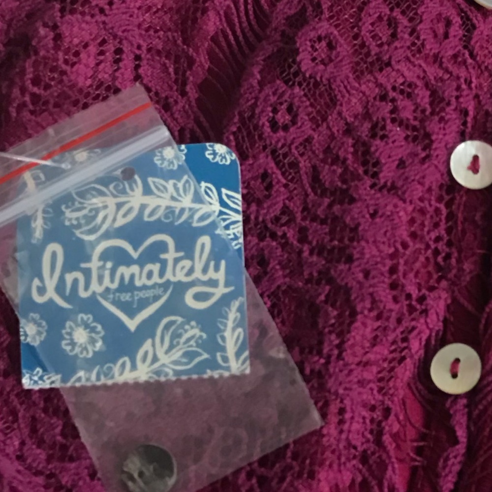 Free People Berry High-Low Lace Slip Dress M-L NWT - Picture 4 of 5